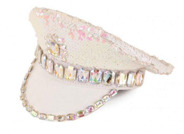 White cap metallic with stones