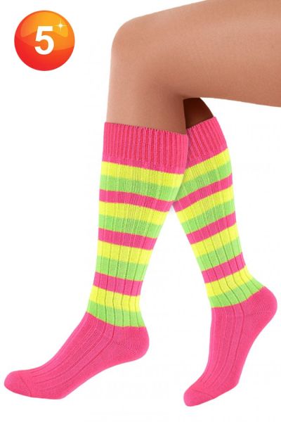 5 Pair of Knitted Long fluorescent 80s Socks