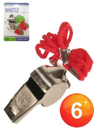 Metal referee whistle with cord
