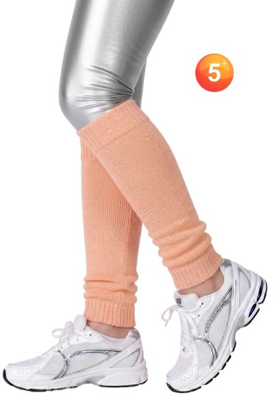 Glittery shimmering orange lurex leg warmers