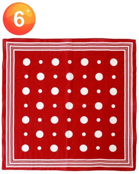 Peasant handkerchief with white polka dots and stripes