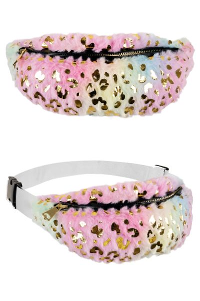 Stylish glamour fur waist bag panther