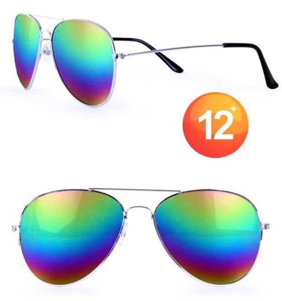 Aviator glasses with mirror glass rainbow