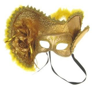 Venetian hat with eye mask gold with hat