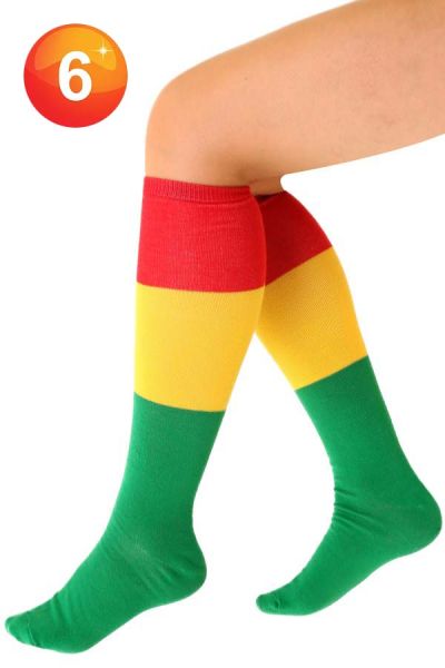 Socks red yellow green striped