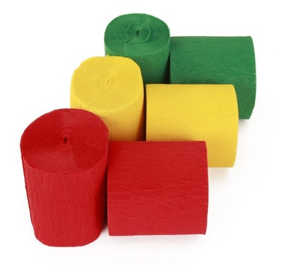 Crepe rolls of red yellow green