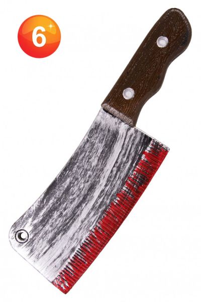 Horror butcher hatchet with blood