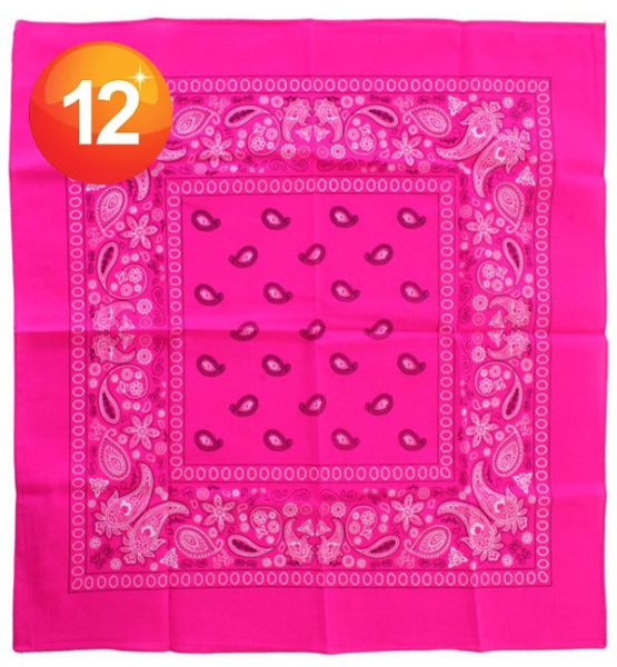 Handkerchief fluorine pink bandana with pattern