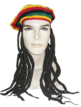 Bob Marley Dreadlocks beret with rasta hair