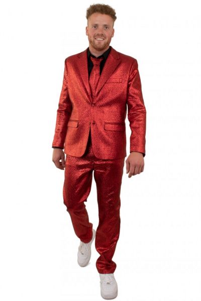 Red flashy metallic disco costume