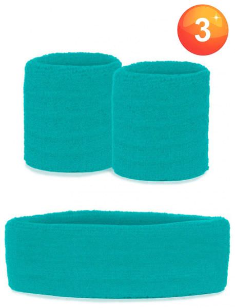 Sets of wristbands and headband blue