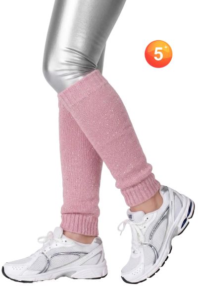 Glittery shimmering pink lurex leg warmers