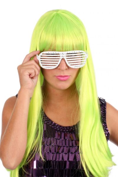 Trendy wig fluorescent green long hair