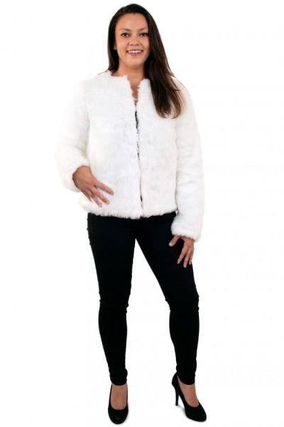 Women fur coat white with light