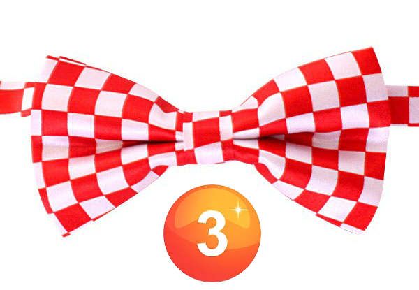 3 Bow tie red white checkered