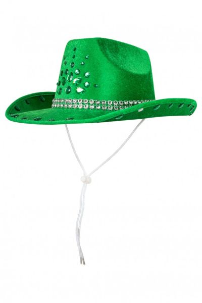 Green cowboy hat with rhinestones