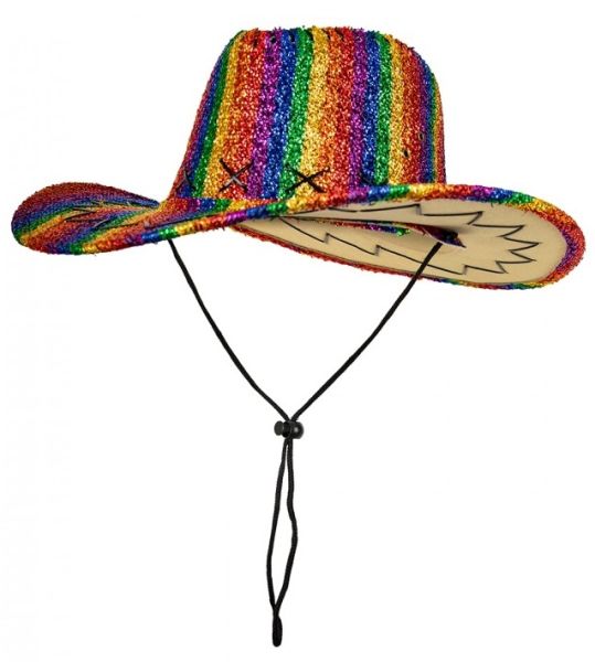 Rainbow Glitter Cowboy Cowgirl hat