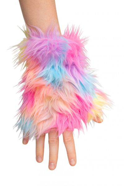 Fluffy Festival Gloves fingerless in mixed pastel colours