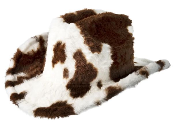 Cowboy hat cow print brown white