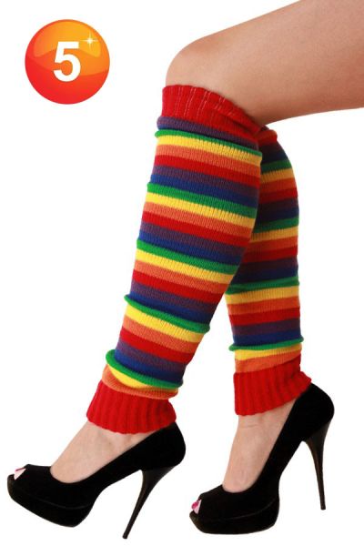 Leg warmers rainbow narrow stripes