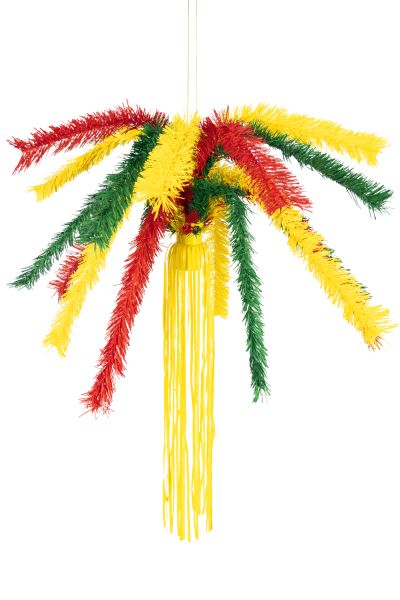 Fountain red yellow green with yellow streamers