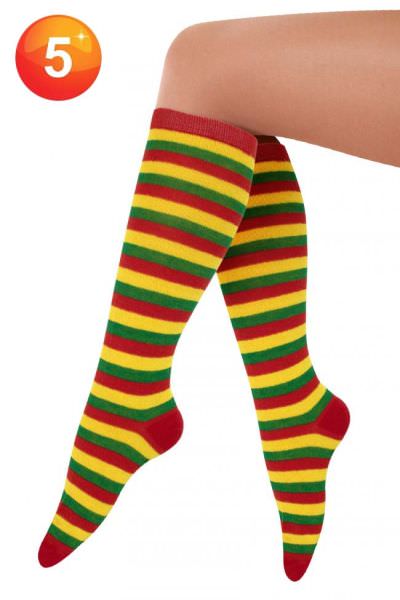 Socks red yellow green striped