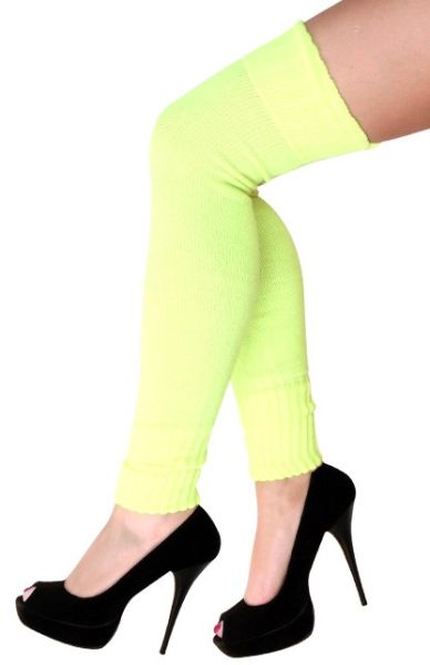 Ladies knee over leg warmers fluor yellow