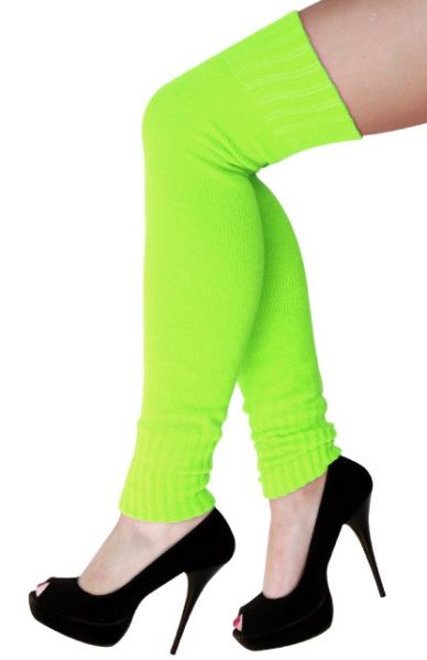 Ladies knee over leg warmers fluor green