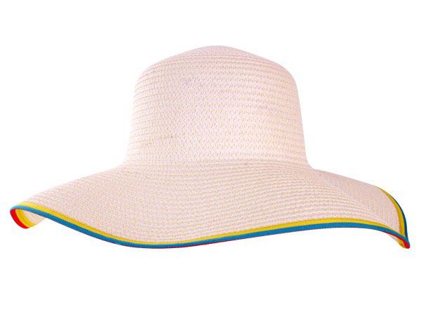 Beach hat white with colored edge