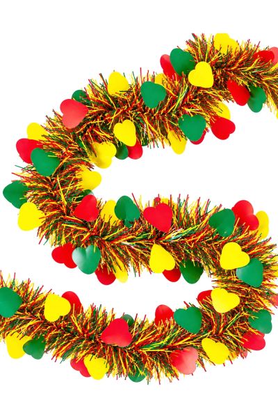 PVC garland red yellow green with hearts 5m