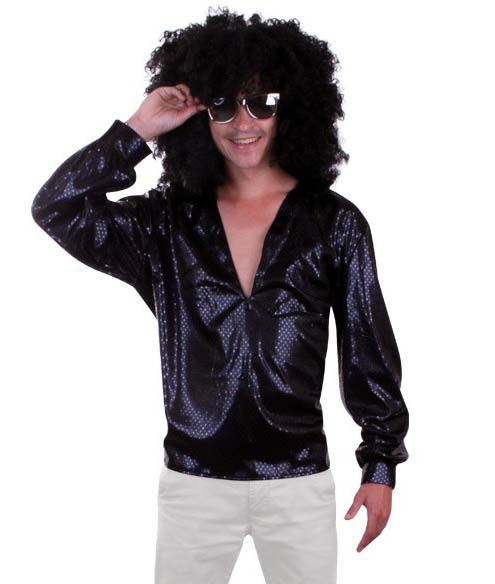 70s 80s Glitter disco blouse black sequins