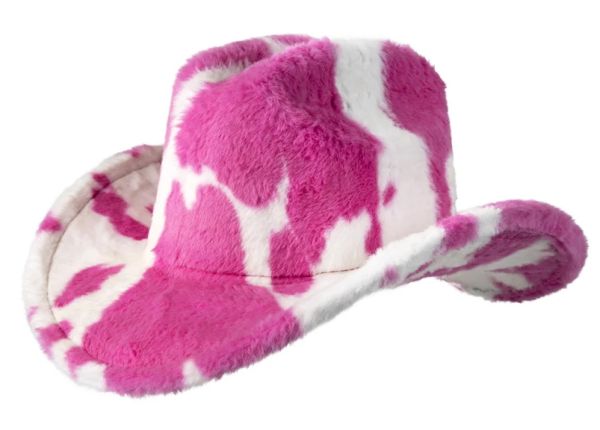 Cowboy hat cow print pink white